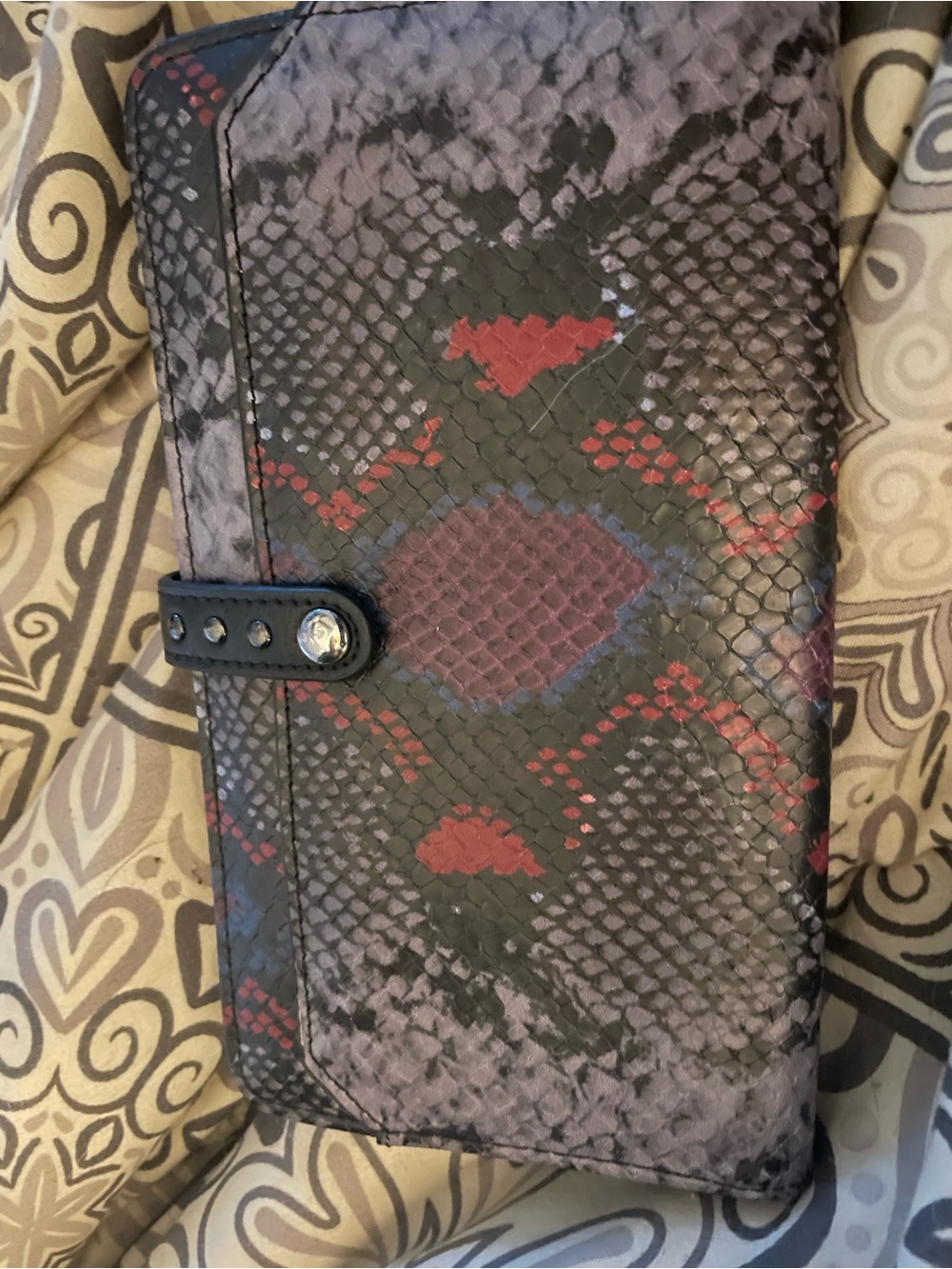 INC International Concepts Black and Red Snake-Print Wallet